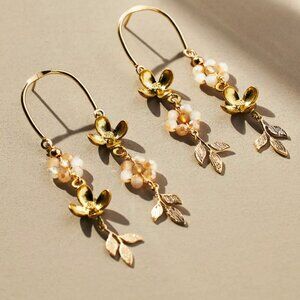 Anthropologie Floral Double Drop Earring